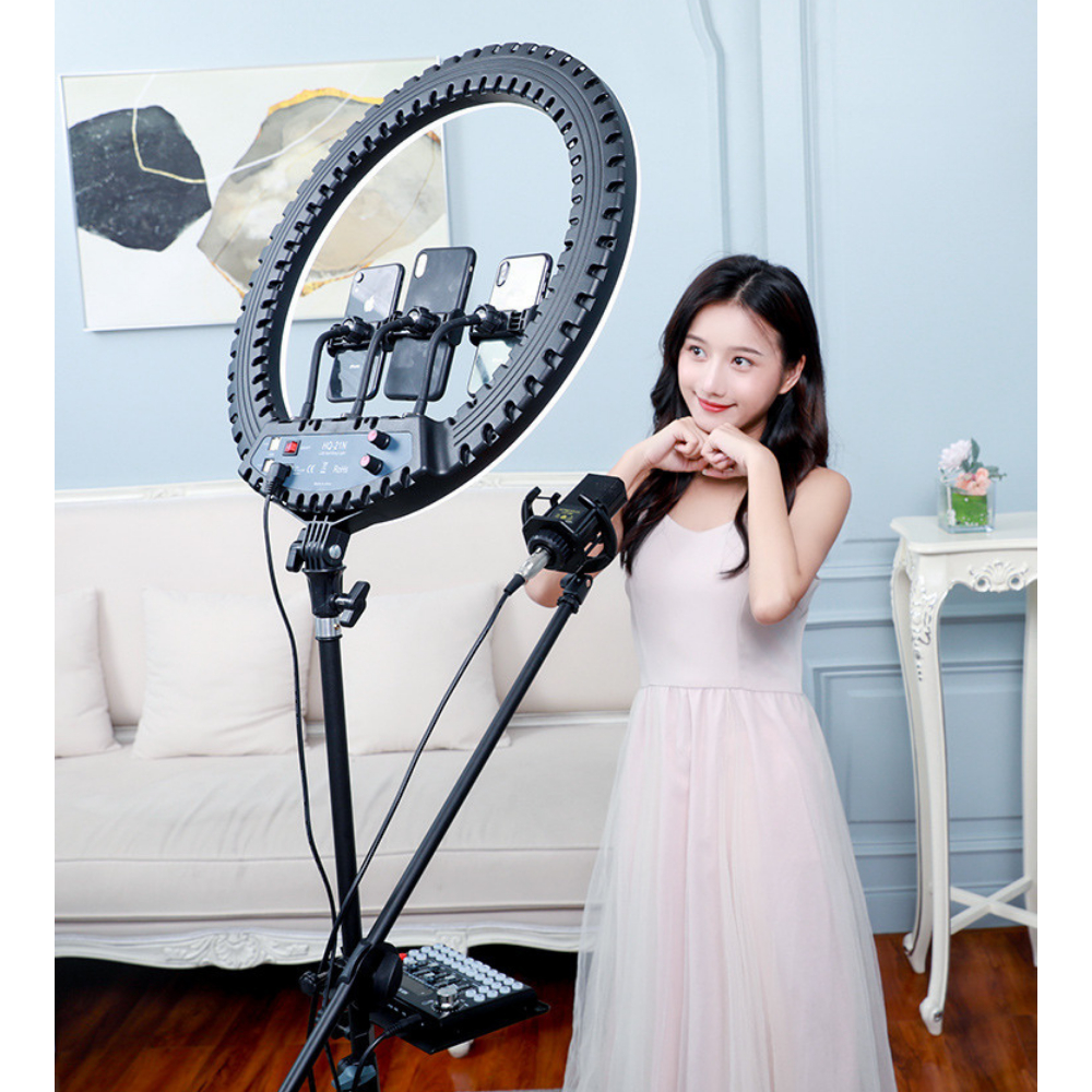 Combo đèn livestream 1 đèn softbox cầu và 1 đèn livestream RL18 trợ sáng quay video chụp hình makeup chuyên nghiệp