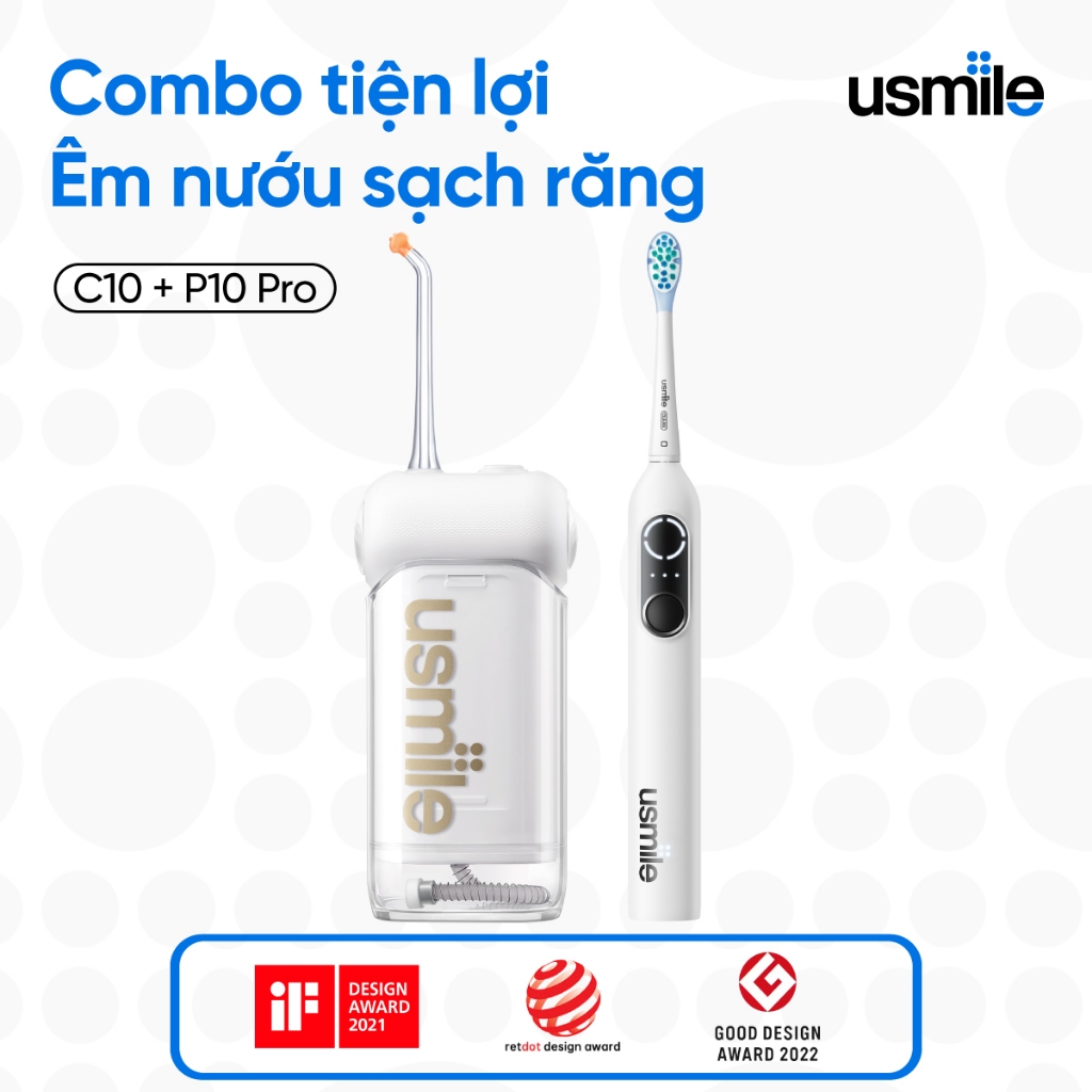 Ảnh Bàn chải điện sóng âm usmile P10 PRO + Tăm nước usmile C10 1
