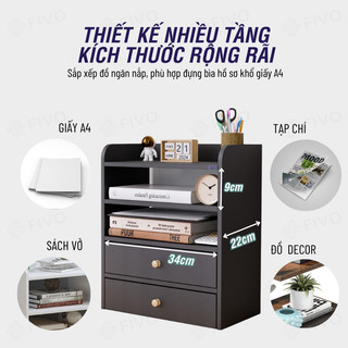 Kệ Sách Gỗ Mini Để Bàn FIVO FB27 Đa Năng, Dễ Lắp Ráp, Tiết Kiệm Không Gian, Gọn Gàng Góc Học Tập Và Làm Việc