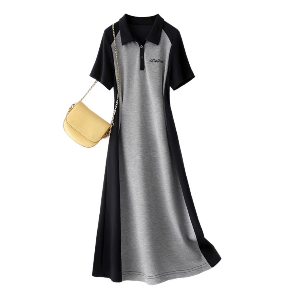 Set đôi 𝑴𝒂𝒕𝒄𝒉𝒊𝒏𝒈 𝑴𝒐𝒎𝒆𝒏𝒕𝒔 𝑺𝒆𝒕 Váy thiết kế thích hợp mùa hè áo thun cổ polo ngắn tay phong cách trẻ trung
