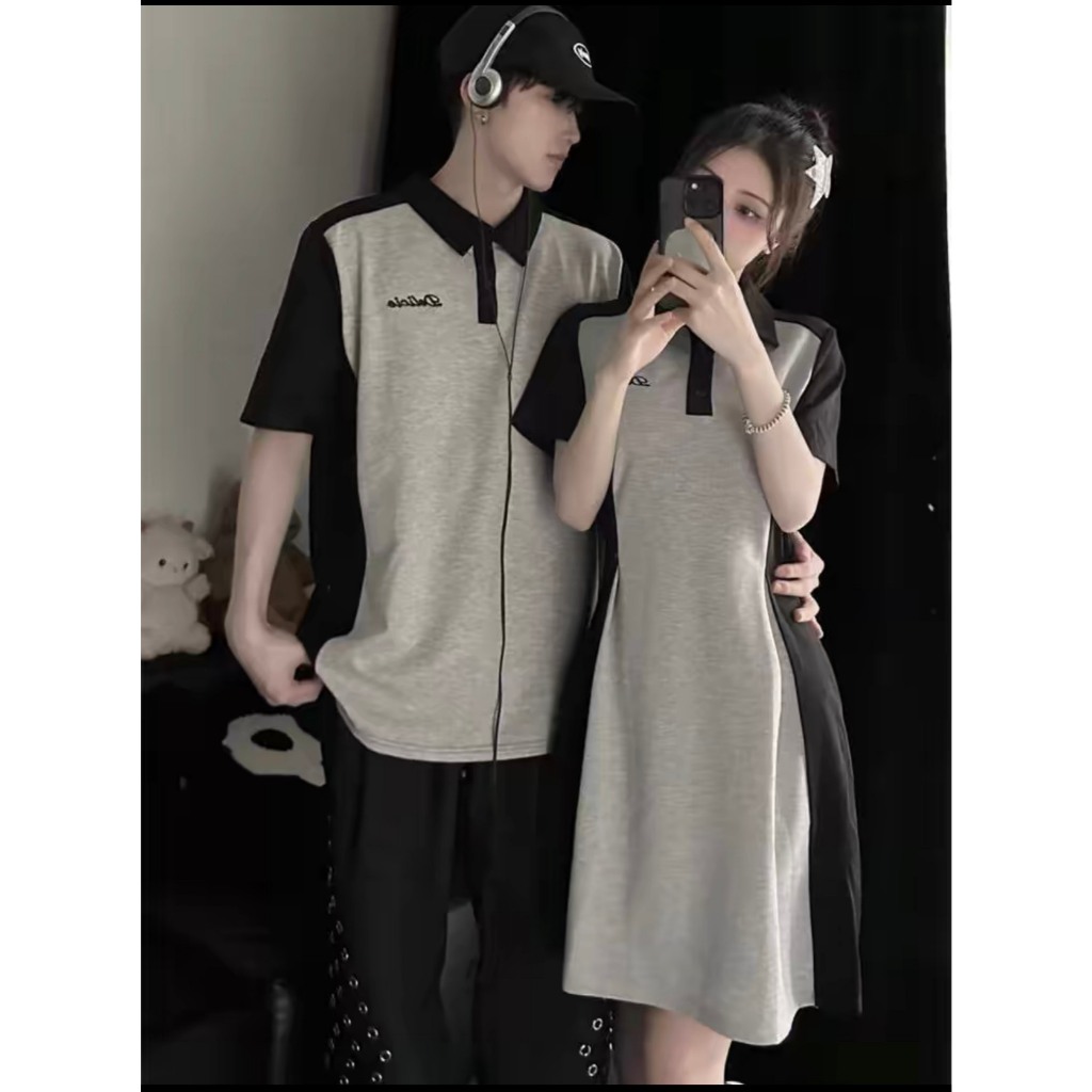 Set đôi 𝑴𝒂𝒕𝒄𝒉𝒊𝒏𝒈 𝑴𝒐𝒎𝒆𝒏𝒕𝒔 𝑺𝒆𝒕 - Áo thiết kế thích hợp mùa hè áo thun cổ polo ngắn tay phong cách trẻ trung