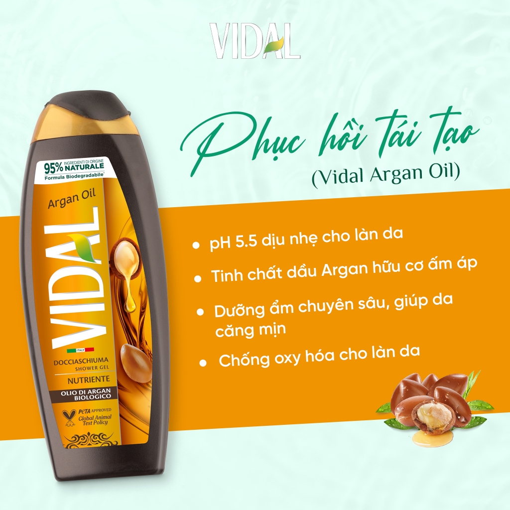 Ảnh Combo 2 Sữa tắm Vidal 500ml nhập khẩu Ý thành phần tự nhiên dành cho cả gia đình 3