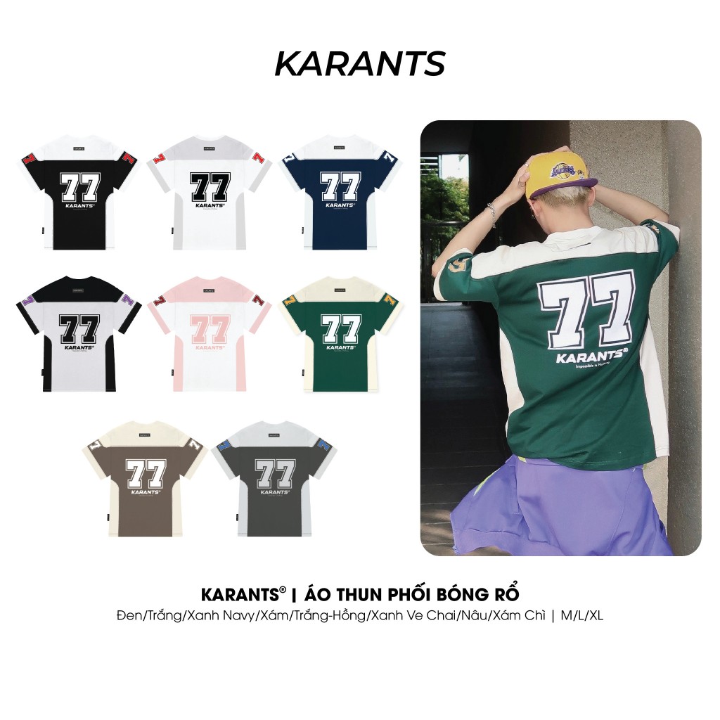 Áo Thun Phối Bóng Rổ Karants Local Brand Số 77 Streetwear Form Oversize ...