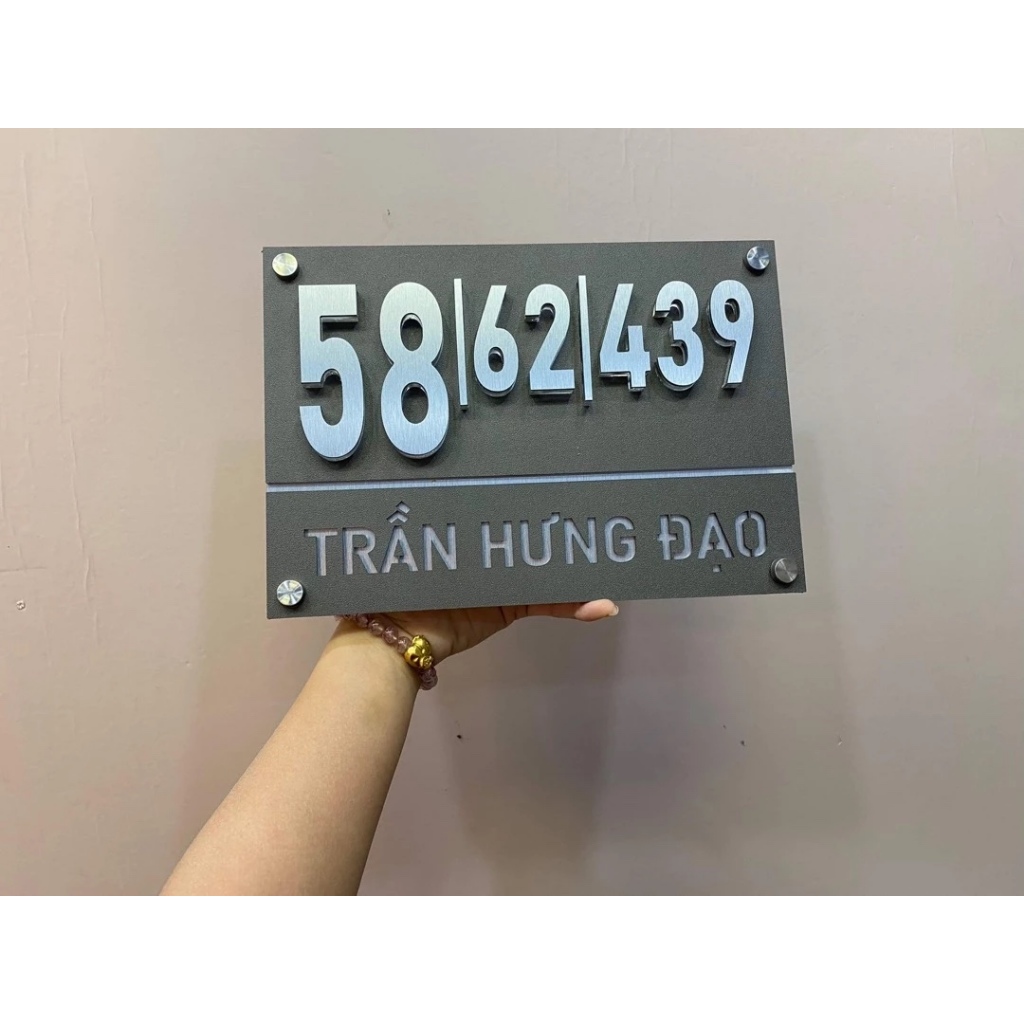 BẢNG, BIỂN SỐ NHÀ. Alcorest + Mica ghi , số nổi , ngoài trời sang trọng tinh tế