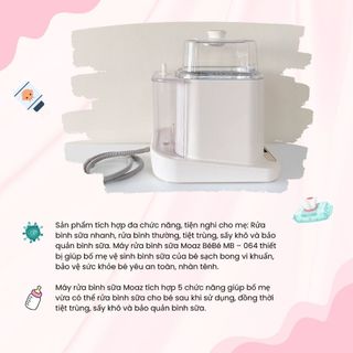 Máy Rửa Bình Sữa Moaz BéBé Công Dụng Tiệt Trùng Sấy Khô Và Bảo Quản Dụng Cụ Cho Bé MB 064
