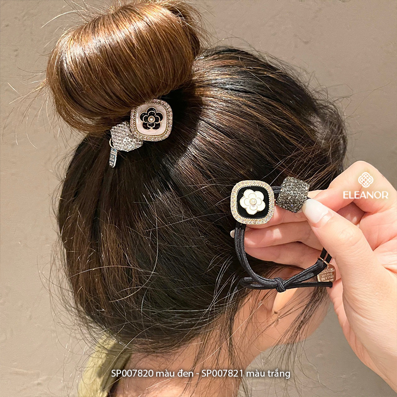 Dây buộc tóc nữ Eleanor Accessories hình hoa đính đá phụ kiện tóc dây cột tóc 7820