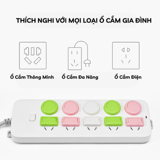 Nút Bịt Ổ Điện An Toàn Cho Bé, Bịt Ổ Cắm Có Quai Cầm Chống Giật Chống Cháy Cao Cấp 88495