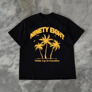 Áo thun unisex nam nữ boxy Palm 98stu vintage 100% cotton 250gsm bo cổ dày dặn