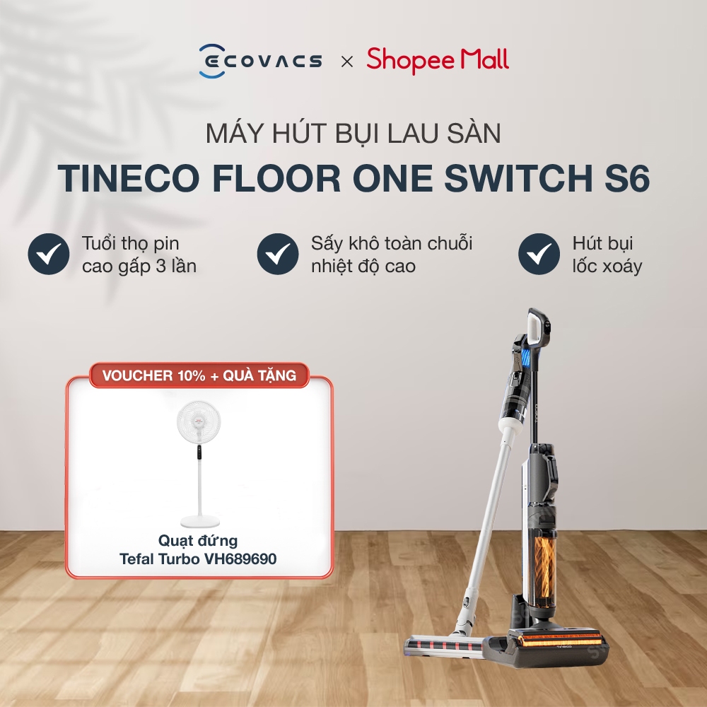 Máy hút bụi lau sàn thông minh Tineco Floor One Switch S6 Sấy khô toàn chuỗi Diệt khuẩn