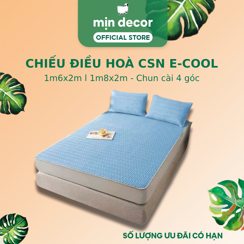 Ảnh Chiếu Điều Hoà Cao Su Non E-cool Mịn Decor Tặng Kèm 2 Vỏ Gối Nằm, Chiếu Dày 3mm Mềm Mát Màu Trơn 3