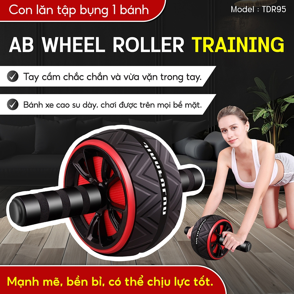 Ảnh BG - Con lăn trợ lực tập bụng 1 bánh AB TDR 95, dụng cụ máy tập cơ bụng con lăng, tạ tập gym tại nhà 2