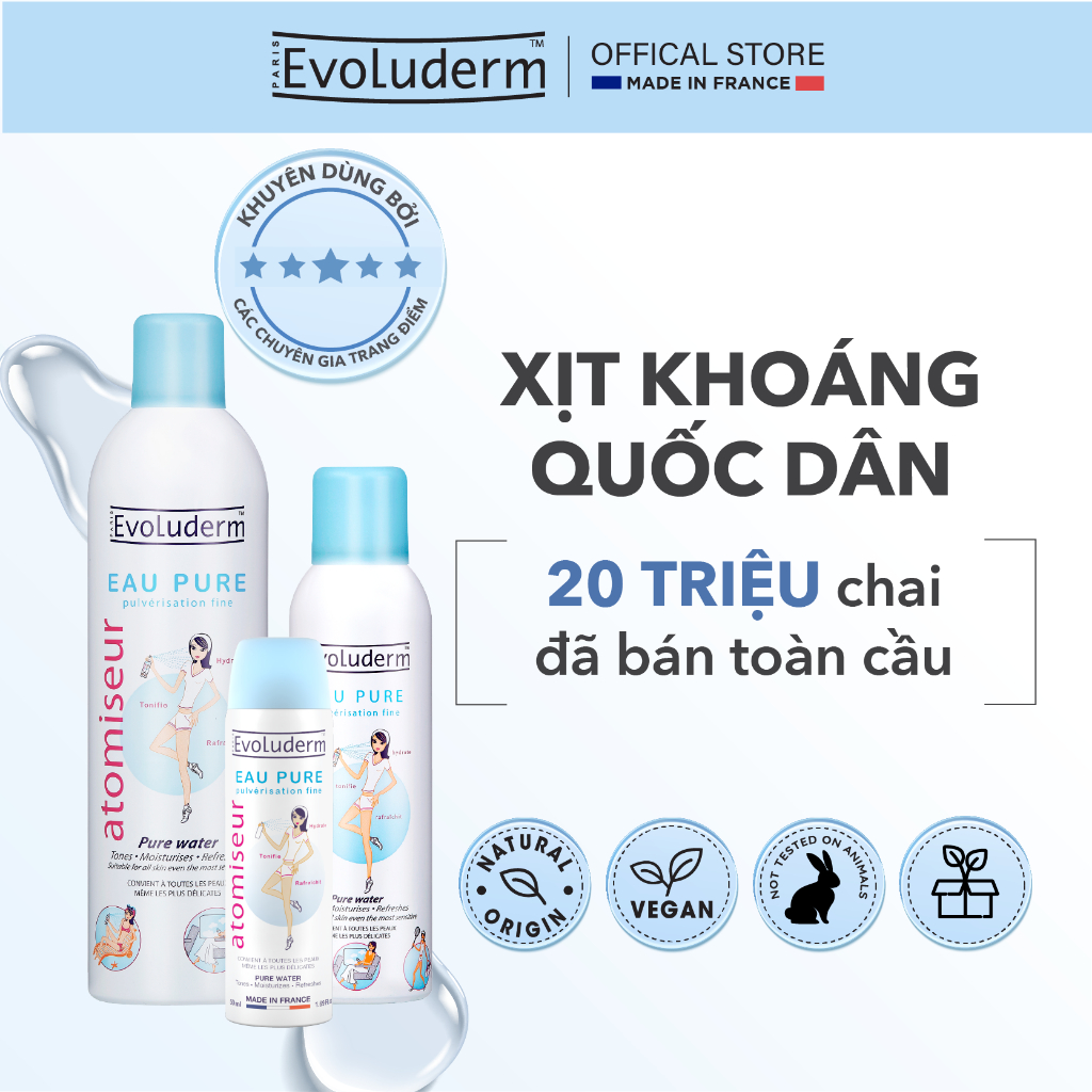Ảnh Xịt khoáng dưỡng da Evoluderm dưỡng ẩm tức thì cho da 50ml, 150ml, 400ml 1