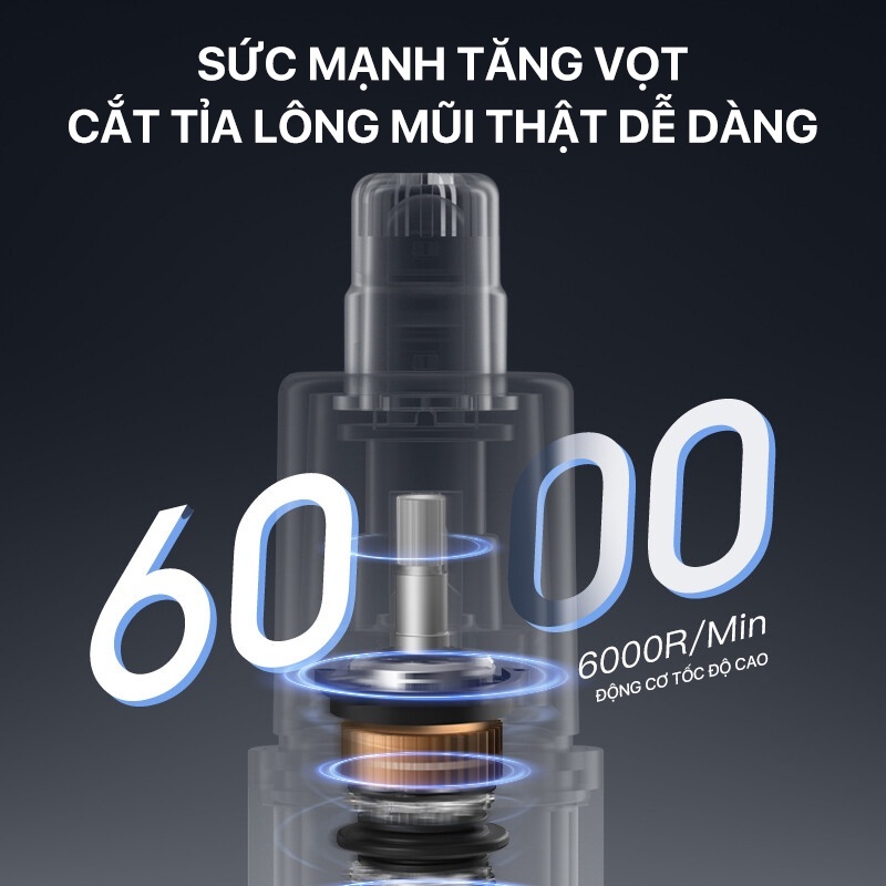 Ảnh Máy tỉa lông mũi Enchen EN001, EN005 (dùng pin AA) mini có thể tháo rời, dao cắt hai lưỡi xoay 360° 4