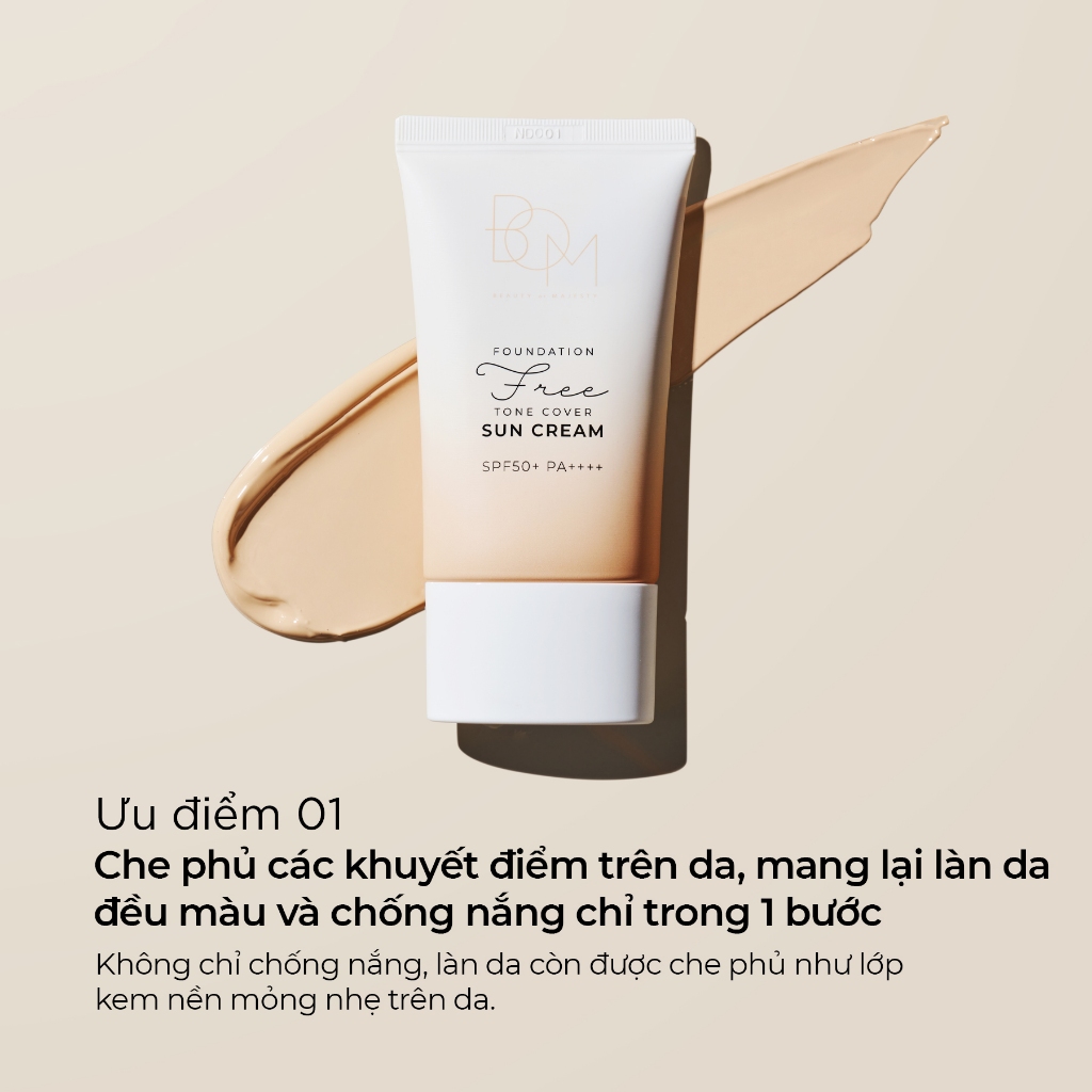 Ảnh Kem chống nắng che khuyết điểm BOM Foundation Free Tone Cover Sun Cream - 50G 3