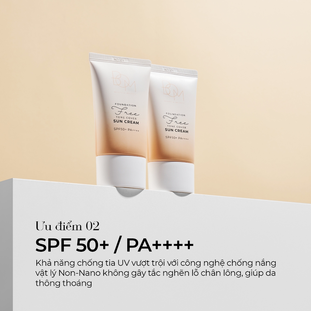 Ảnh Kem chống nắng che khuyết điểm BOM Foundation Free Tone Cover Sun Cream - 50G 4