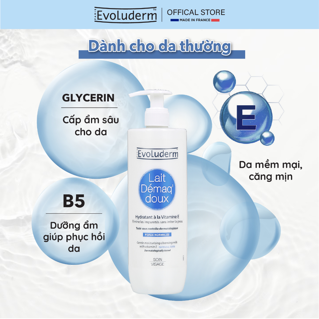 Ảnh Sữa tẩy trang rửa mặt Evoluderm bổ sung Vitamin E giúp dưỡng ẩm và làm tươi trẻ làn da 500ml 2