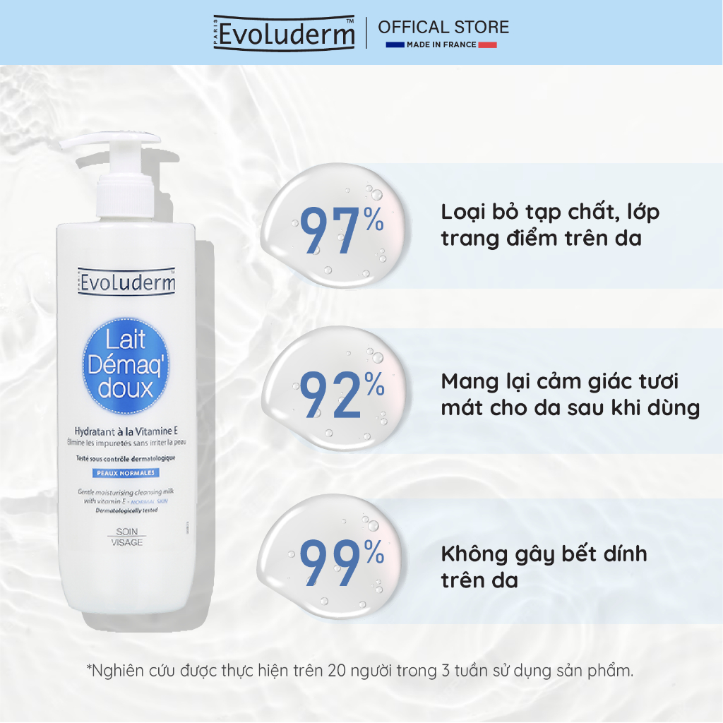 Ảnh Sữa tẩy trang rửa mặt Evoluderm bổ sung Vitamin E giúp dưỡng ẩm và làm tươi trẻ làn da 500ml 1