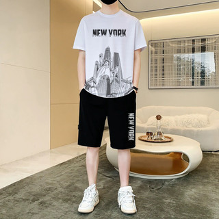 Bộ Đồ Nam Cộc Tay Mặc Hè In Chữ NEW YORRK, Bộ Thể Thao Nam Chất Liệu Thun Mè Mát Lạnh Thấm Hút Mồ Hôi Hot Trendy 2024