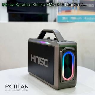CHÍNH HÃNG | Loa Xách Tay Kimiso Kms-252 Bass Cực Mạnh Kèm 2 Mic Cao Cấp, Đèn Led 7 Màu, Pin 5-6h.