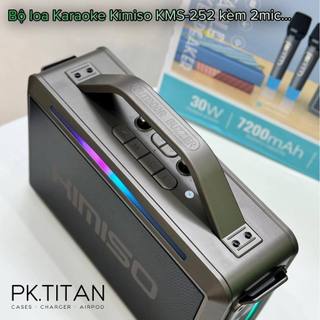 CHÍNH HÃNG | Loa Xách Tay Kimiso Kms-252 Bass Cực Mạnh Kèm 2 Mic Cao Cấp, Đèn Led 7 Màu, Pin 5-6h.
