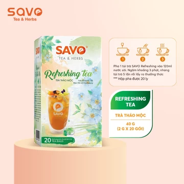 Trà Thảo Mộc Refreshing Tea SAVO túi lọc thảo mộc Trà Bạc Hà Thảo mộc (hộp 20 gói x 2g)