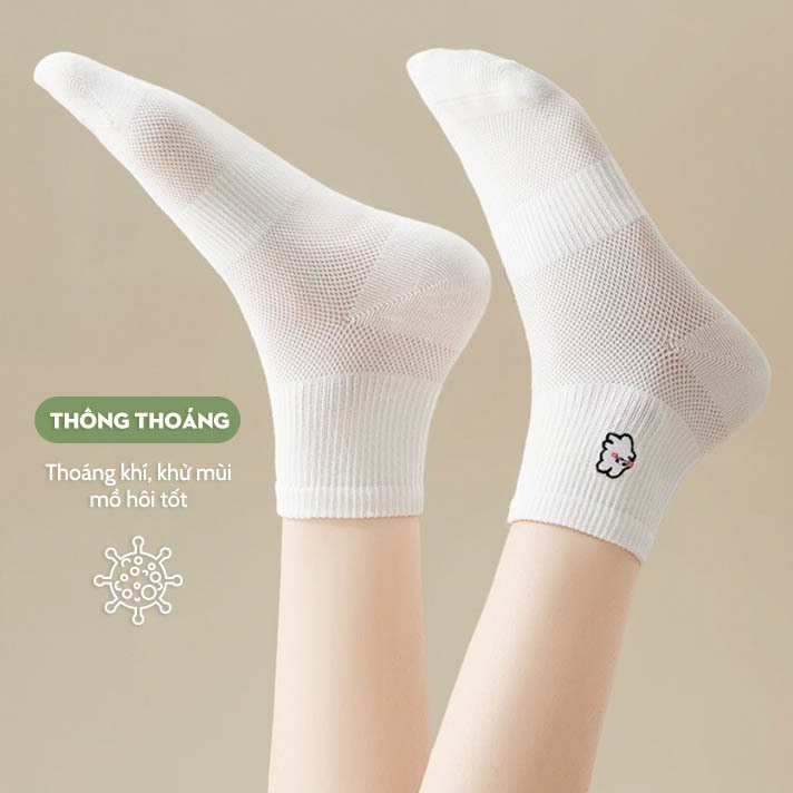 Tất vớ nữ cổ thấp hóa tiết cute dễ thương, chất liệu cotton dệt kim thoáng khí - Ekiu Shop