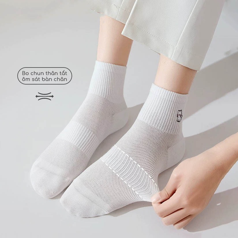 Tất vớ nữ cổ thấp hóa tiết cute dễ thương, chất liệu cotton dệt kim thoáng khí - Ekiu Shop