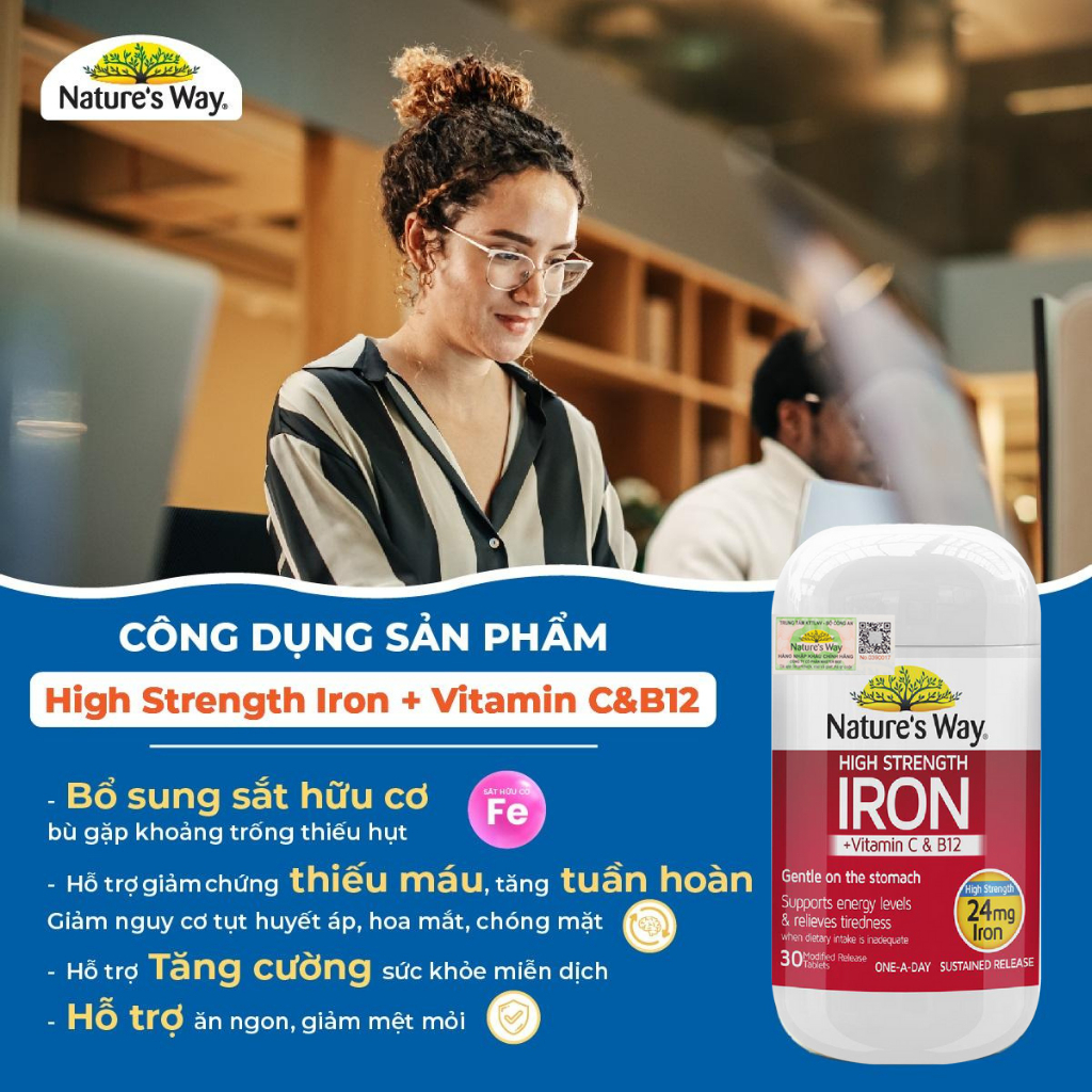 Ảnh Combo Vitamin Bầu Thông Minh: Vitamin Tổng Hợp Nature's Way Pregnancy Breastfeeding Plus và Sắt Hữu Cơ Strength Iron 3