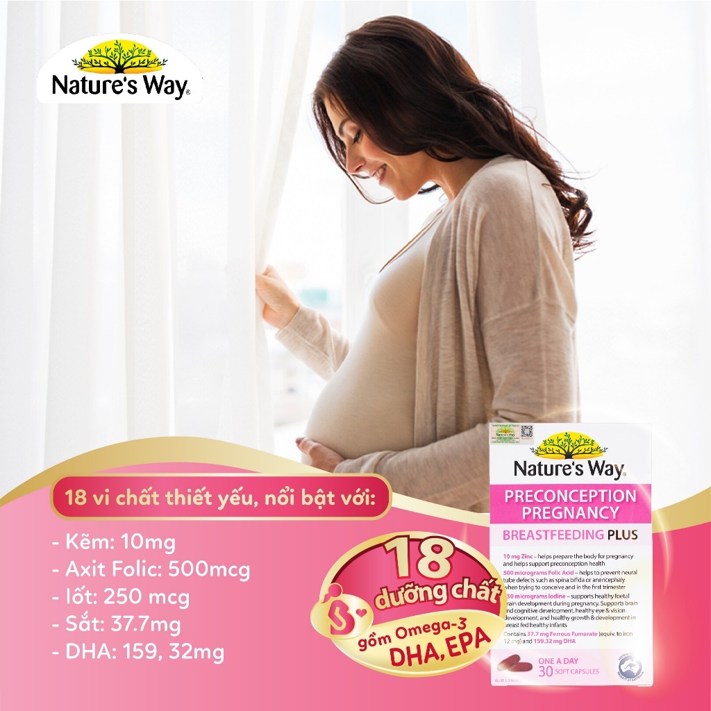 Ảnh Combo Vitamin Bầu Thông Minh: Vitamin Tổng Hợp Nature's Way Pregnancy Breastfeeding Plus và Sắt Hữu Cơ Strength Iron 4