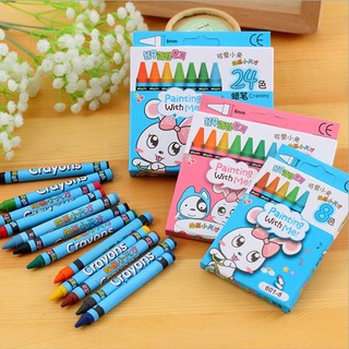 3 Hộp Màu Sáp 8/12/ 24 Màu Thỏ Trắng - Thỏ Hồng VPP