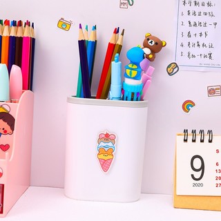 Cốc Đựng Bút Đính Họa Tiết Dễ Thương 10.4*8.4Cm - Thỏ Hồng VPP