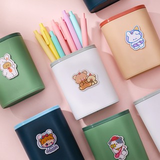 Cốc Đựng Bút Đính Họa Tiết Dễ Thương 10.4*8.4Cm - Thỏ Hồng VPP