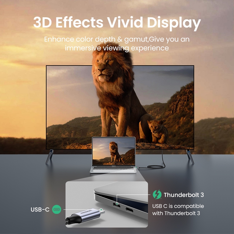 Cáp Type-C to HDMI Ugreen 4K 60Hz dây dù, đầu kim loại cho Usb C Macbook, iPad, Laptop cao cấp 50570 | BigBuy360 - bigbuy360.vn