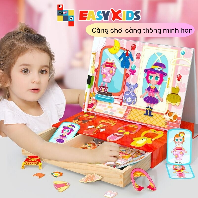 Bộ Ghép Hình Nam Châm Đa Chức Năng Bằng Gỗ 2 Mặt Cho Bé Phát Triển Trí Sáng Tạo Nhiều Chủ Đề