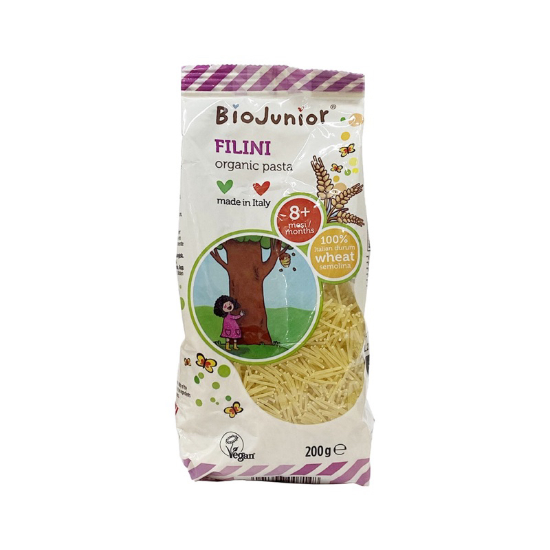 Mì, nui hữu cơ BIO JUNIOR Ý cho bé ăn dặm. Mì spaghetti dạng sợi mini hữu cơ BioJunior Ý cho bé