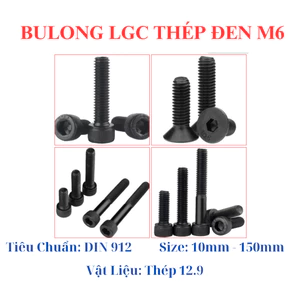 Bulong Lục Giác Chìm Đầu Trụ Thép Đen 12.9 M6 (6 Ly) Đủ Size 10mm - 150mm-Ốc Lục Giác Chịu Lực Cường Độ Cao