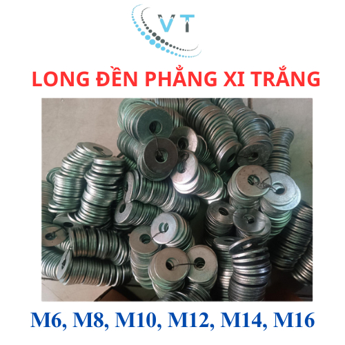Long đền phẳng xi trắng túi 1kg size M6 - M8 - M10 - M12 - M14 - M16.