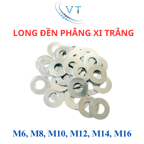 Long đền phẳng xi trắng túi 1kg size M6 - M8 - M10 - M12 - M14 - M16.