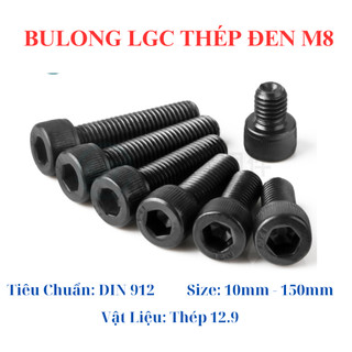[Túi 10 Con] Bulong Lục Giác Chìm Đầu Trụ Thép Đen M8 (8 Ly) - Cấp Bền 12.9 Siêu Cứng - Đủ Size 10mm đến 100mm DIN 912
