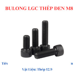 [Túi 10 Con] Bulong Lục Giác Chìm Đầu Trụ Thép Đen M8 (8 Ly) - Cấp Bền 12.9 Siêu Cứng - Đủ Size 10mm đến 100mm DIN 912