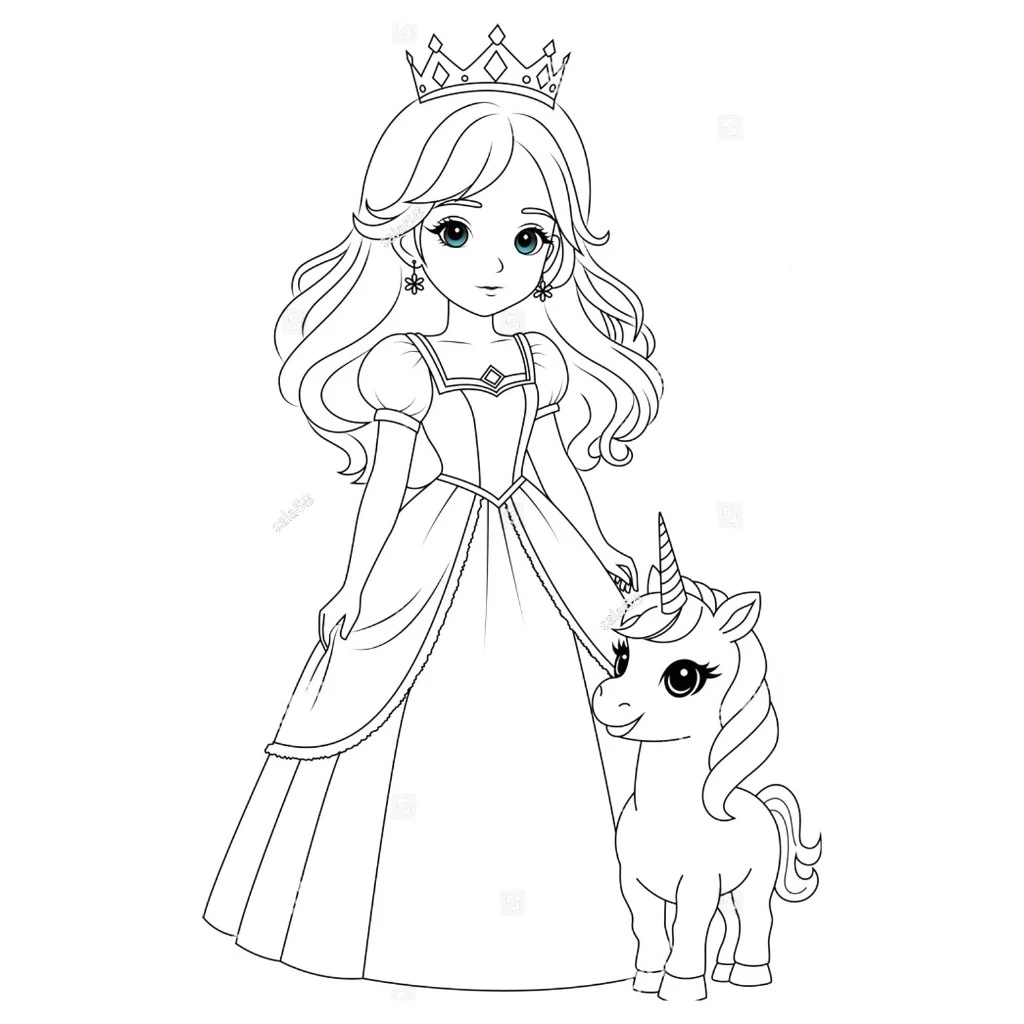 Bộ 50 Tờ Tranh Tô Màu Anime Chibi Công Chúa Cute Khổ A4, A5 - Đồ chơi giáo dục giúp bé tập tô màu sá