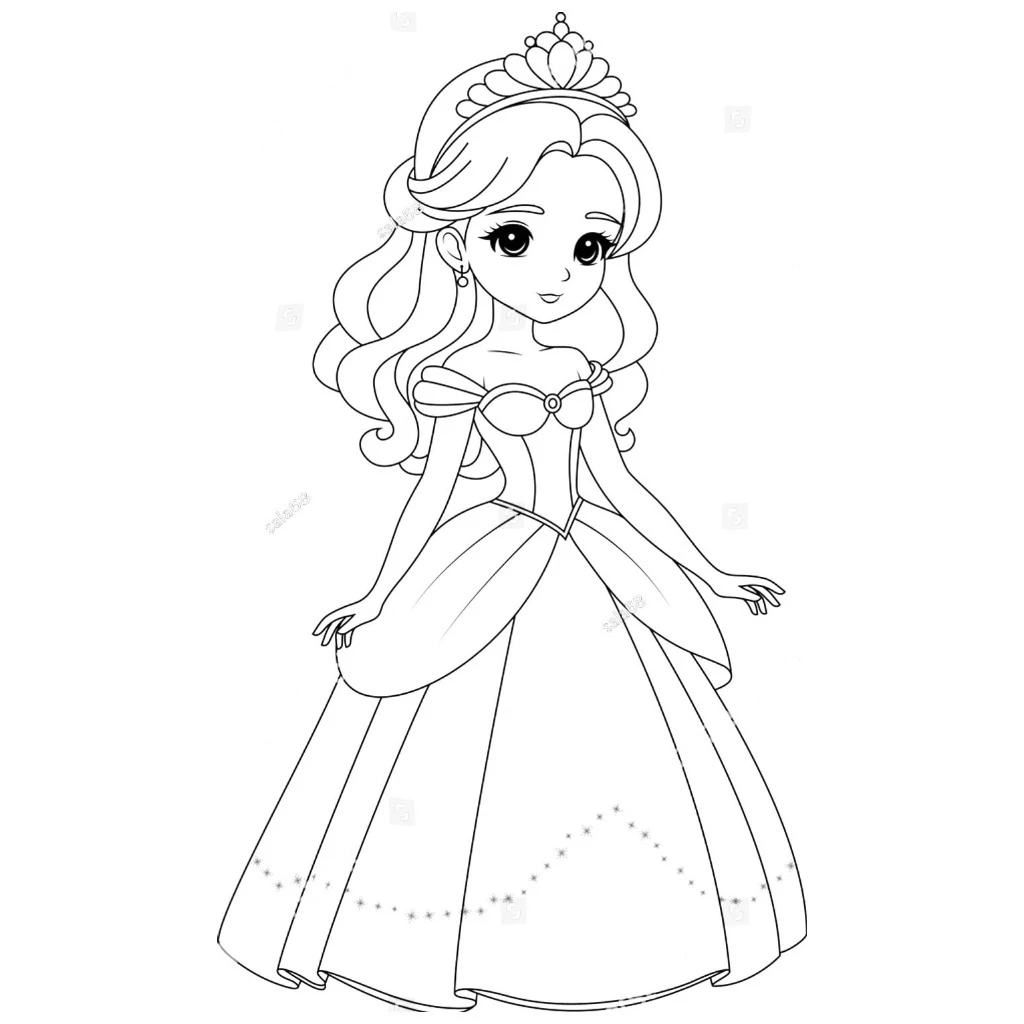 Bộ 50 Tờ Tranh Tô Màu Anime Chibi Công Chúa Cute Khổ A4, A5 - Đồ chơi giáo dục giúp bé tập tô màu sá