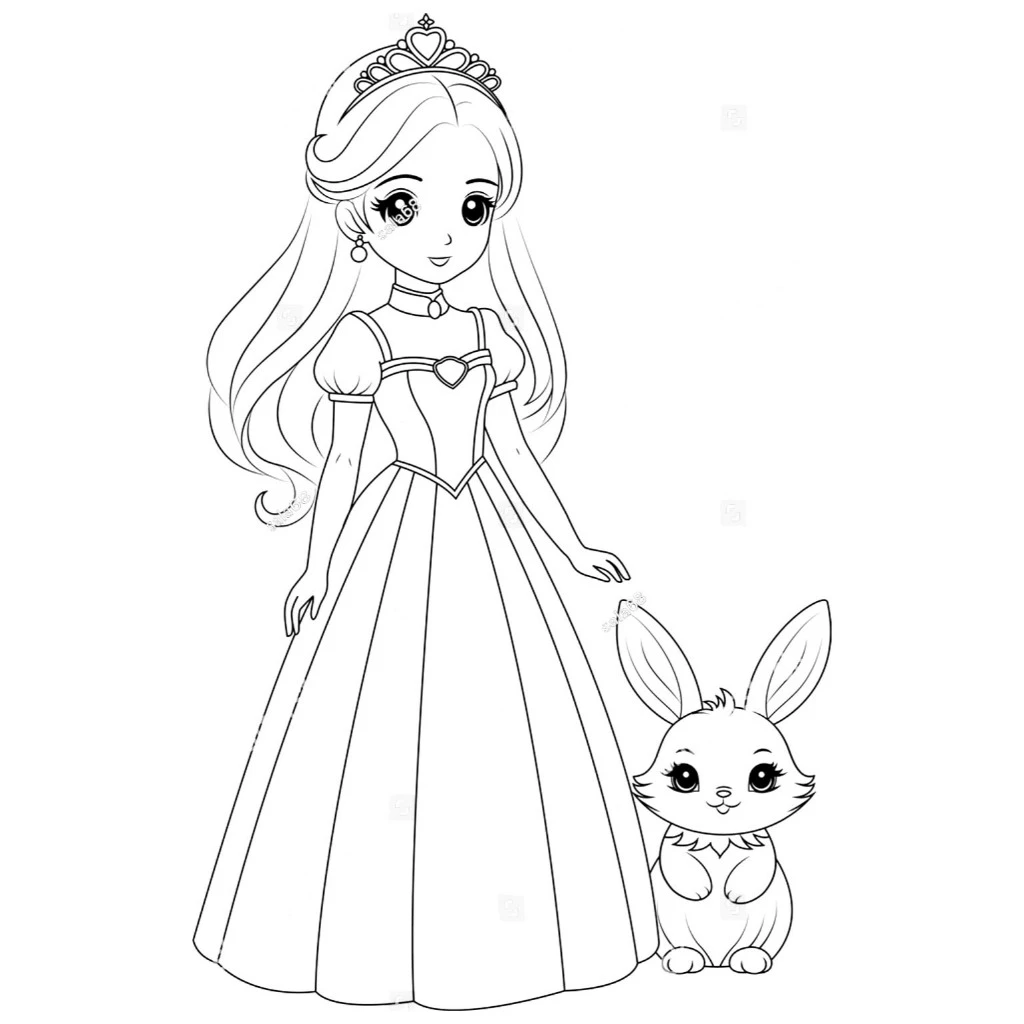 Bộ 50 Tờ Tranh Tô Màu Anime Chibi Công Chúa Cute Khổ A4, A5 - Đồ chơi giáo dục giúp bé tập tô màu sá