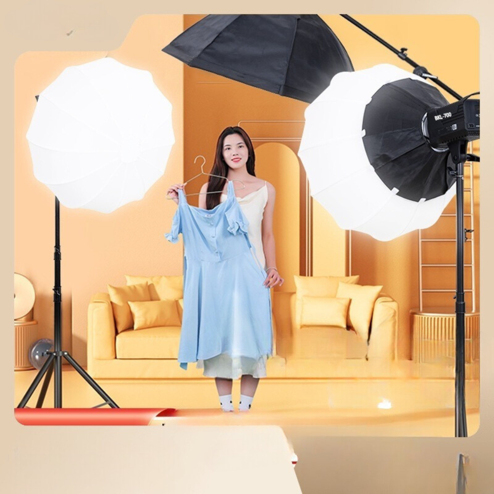 Combo đèn livestream 1 đèn softbox cầu và 1 đèn livestream RL18 trợ sáng quay video chụp hình makeup chuyên nghiệp