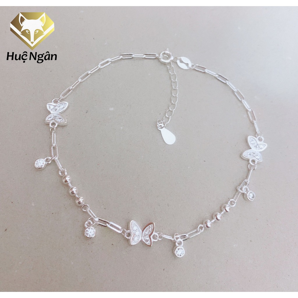 Ảnh Lắc chân bạc Ý 925 Huệ Ngân-Uyên ương Hồ điệp LC0168 4