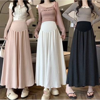 Quần Bầu Váy, Quần Bầu Ống Rộng Nhà-Moom 2 lớp chất Đũi Tơ Mềm, Phong cách Hàn Quốc