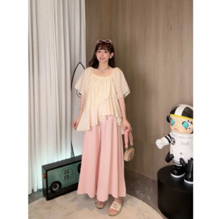 Quần Bầu Váy, Quần Bầu Ống Rộng Nhà-Moom 2 lớp chất Đũi Tơ Mềm, Phong cách Hàn Quốc
