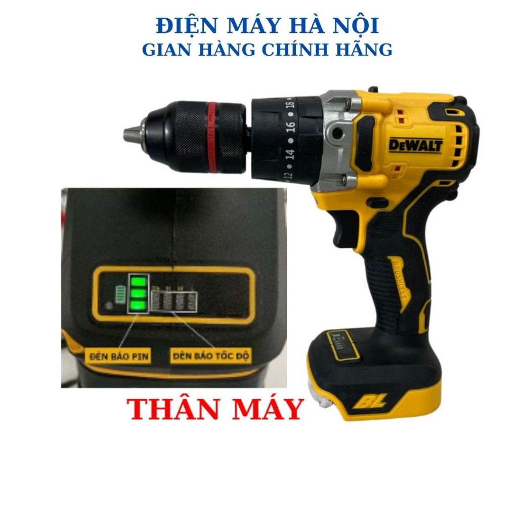 Máy Khoan Pin Dewalt Pin15C, Pin10C Kèm Phụ Kiện, Không Chổi Than Đầu 13mm, 3 Chức Năng Bắn Vít Rút Lõi - GONA024