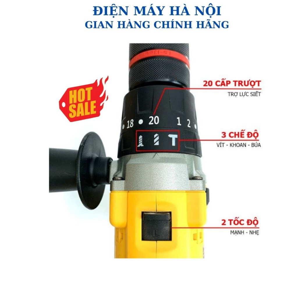 Máy Khoan Pin Dewalt Pin15C, Pin10C Kèm Phụ Kiện, Không Chổi Than Đầu 13mm, 3 Chức Năng Bắn Vít Rút Lõi - GONA024