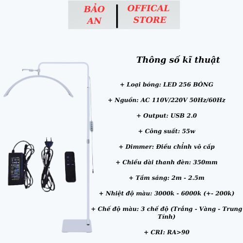 Đèn Led Bán Nguyệt Spa, Đèn Chữ U Thiết Kế 3 Màu Ánh Sáng Sử Dụng Cho Spa, Makeup, Phun Xăm, Trang Điểm Nối Mi
